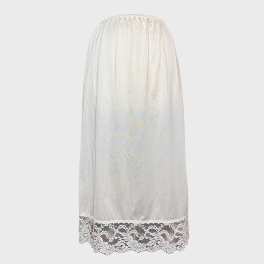 Vintage 90's minimalism Slip Skirt Skirt Lace Trim Small  Romantic‎ cottage core